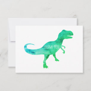 Dinosaure Bleu Trex Carte de remerciements plat