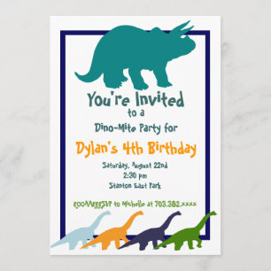Dinosaure coloré Invitations de fête d'anniversair