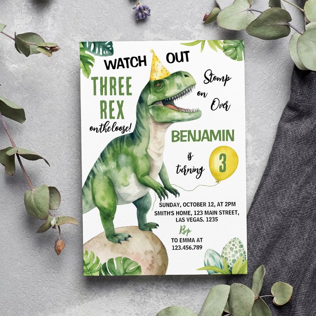 Dinosaure de la jungle Invitation d'anniversaire à (Créateur téléchargé)