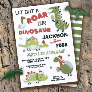 Dinosaure de Noël Invitation de fête d'anniversair