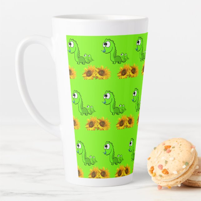 Dinosaure de tournesol Latte Mug (En situation)