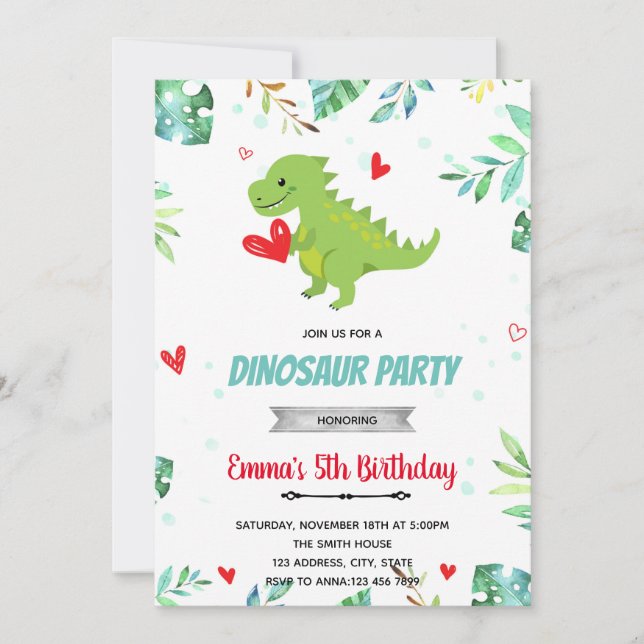 Dinosaure de Valentine invitation (Devant)