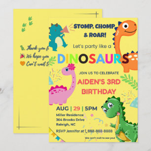 Dinosaure Editable Invitation Anniversaire