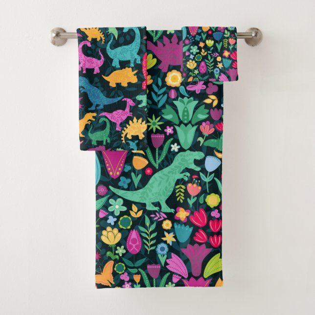 Dinosaure Floral Folk Silhouettes Belles Filles (En situation)