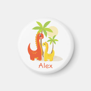 Dinosaure jaune rouge Magnet cadeau personnalisé