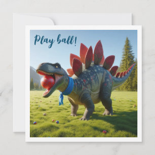 Dinosaure jouer au ballon, stegosaurus invitation 