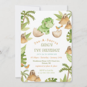 Dinosaure One-A-Saurur Invitation de premier anniv