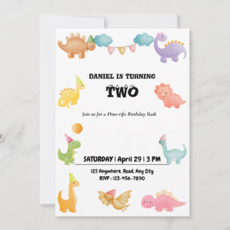 Dinosaure Personnalisé Invitation de fête d'annive
