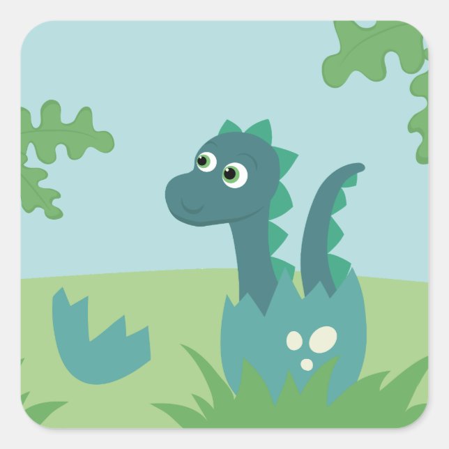 Dinosaure petit garçon dans autocollant d'oeuf. (Devant)