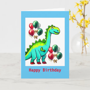 Dinosaure pour enfants, carte d'anniversaire pliée