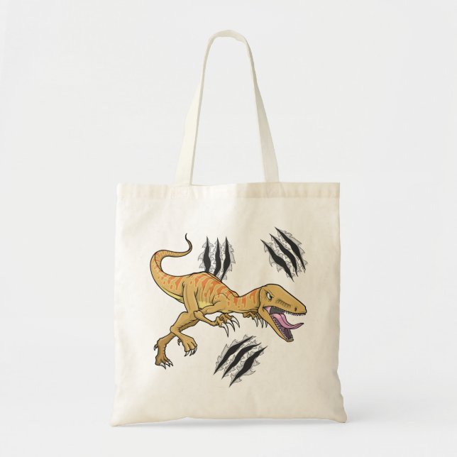 Dinosaure Raptor déchirant le sac de griffe (Devant)