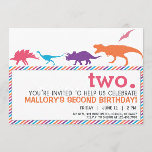Dinosaure rose moderne Silhouette Invitation d'ann