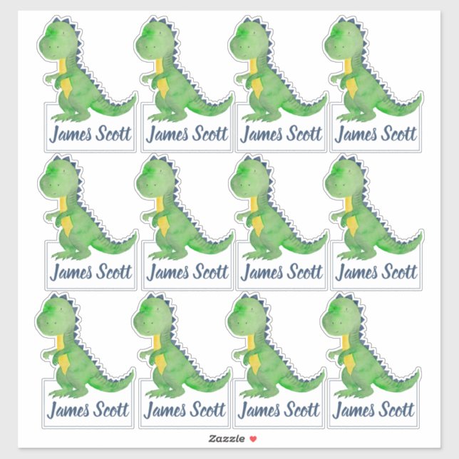 Dinosaure Trex Étiquettes personnalisés (Feuille)