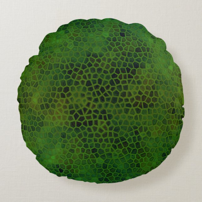 Dinosaure Vert Cacher Coussin Rond (Devant)