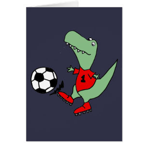 Dinosaure vert drôle de T-rex jouant au football