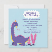 Dinosaures Amusants Anniversaire Fête Invitation