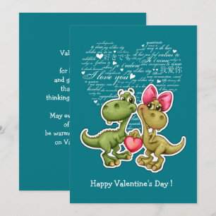 Dinosaures amusants Cartes Plat de la Saint Valent