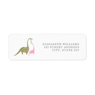 Dinosaures Baby shower rose Adresse de retour Étiq