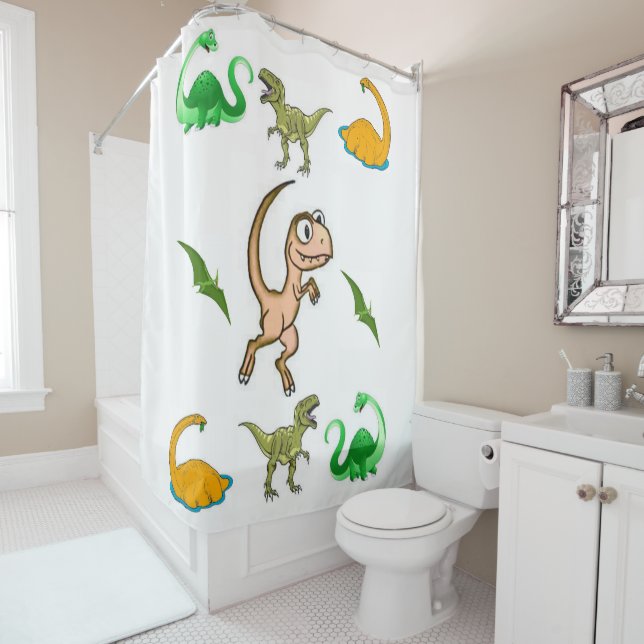 Dinosaures de rideau de douche (En situation)