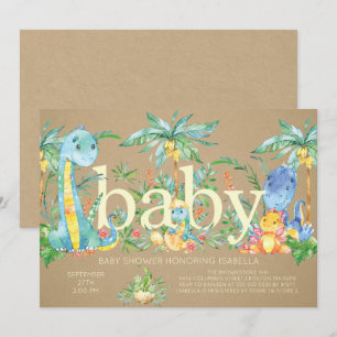 Dinosaures Genre Neutre Baby shower Invitation