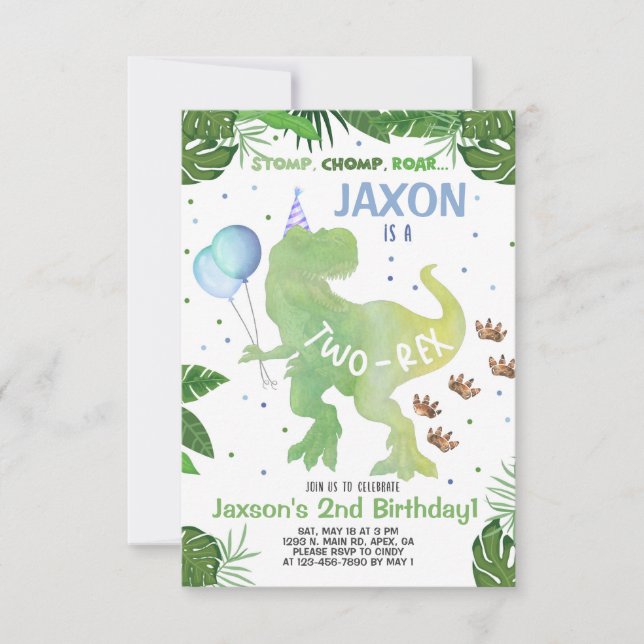 Dinosaures invitation d'anniversaire garçon, invit (Devant)