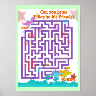 Dinosaures Labyrinth Poster du jeu de puzzle