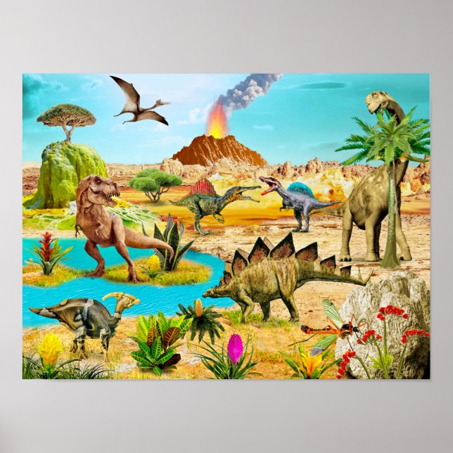 Dinosaures peinture imprimer pour la salle de déco (Devant)