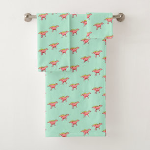 dinosaures roses motif sur bleu pâle