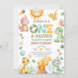Dinosaures Un-A-Saurus 1er anniversaire invitation