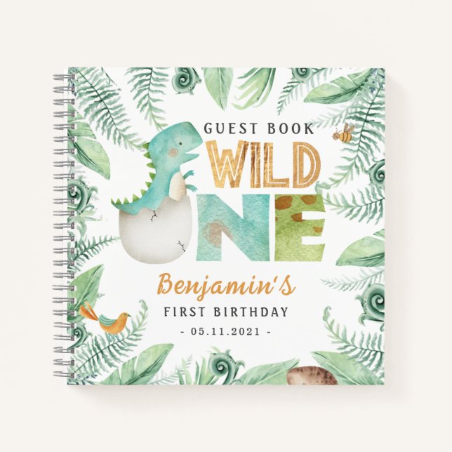 Dinosaures Wild One 1er Anniversaire Livre d'Invit (Devant)