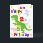 Dinosaurs 2nd birthday card<br><div class="desc">A Cute Dinosaur card with Dinosaurs and stars. This card would be great to give to a small child with a love of Dinosaurs who is turning 2. Maybe for your Grandchild, Son or Daughter. The card can be personalized by changing the name and birthday age on the front, The...</div>