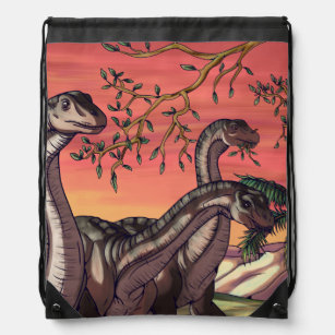 Dinosaurs at Dusk Drawstring Bag