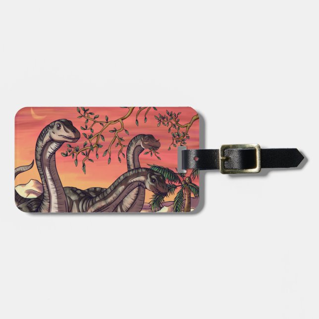 Dinosaurs at Dusk Luggage Tag (Front Horizontal)