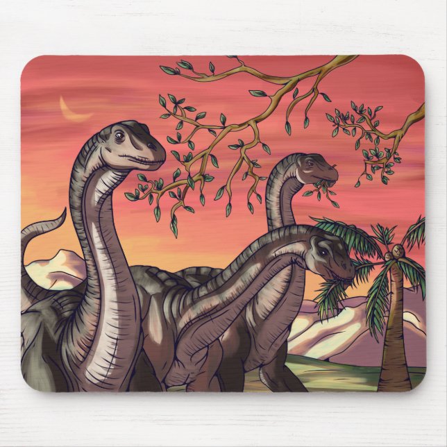 Dinosaurs at Dusk Mouse Pad (Front)
