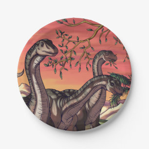 Dinosaurs at Dusk Paper Plate
