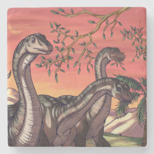 Dinosaurs at Dusk Stone Coaster