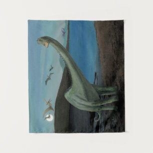 Dinosaurs at Full Moon Tapestry