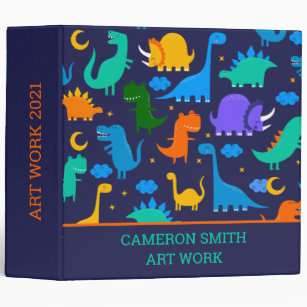 Dinosaurs At Night Colourful Kids Personalized  3  Binder