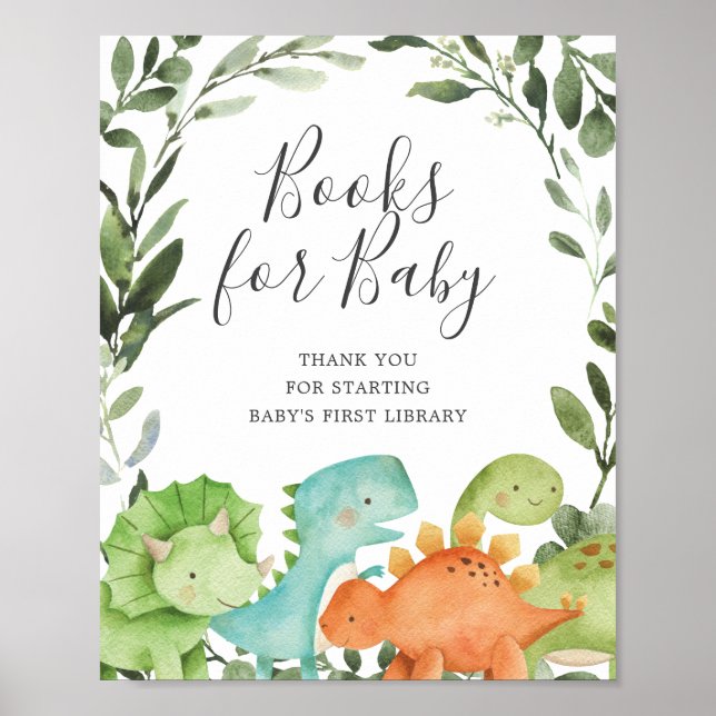 Dinosaurs Baby Shower Books For Baby Sign (Front)