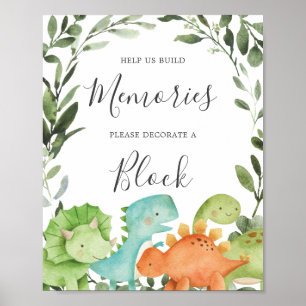 Dinosaurs Baby Shower Decorate A Block Sign