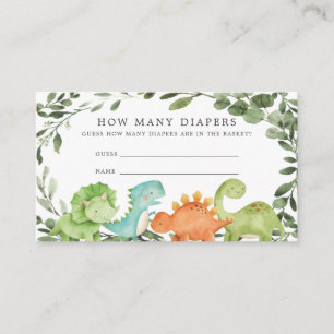 Dinosaurs Baby Shower Guess How Many Diapers Enclosure Card