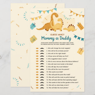 Dinosaurs Baby Shower Guess Who Mommy or Daddy