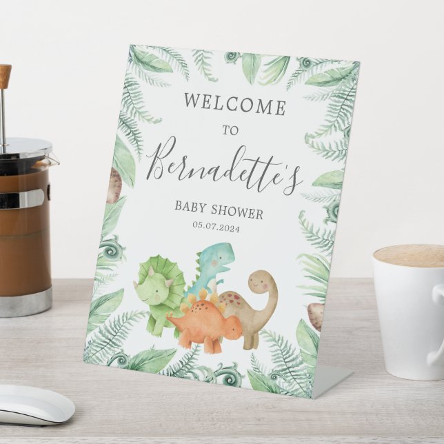 Dinosaurs Baby Shower Welcome Pedestal Sign (In SItu)