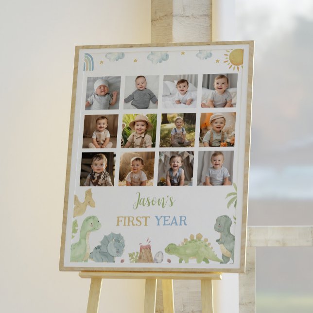 Dinosaurs Birthday First Year Photo Milestone Sign (Creator Uploaded)