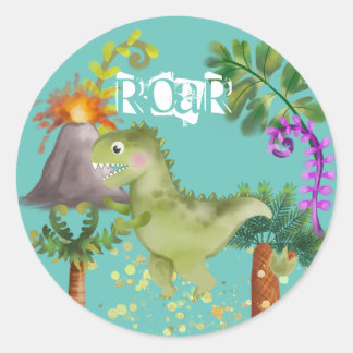 Dinosaurs Birthday party 🥳   Classic Round Sticker