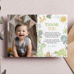 Dinosaurs Birthday Photo Thank You Card<br><div class="desc">Our Dinosaur Thank You Cards are the perfect way to show gratitude and appreciation to your guests for celebrating with you. The design features a festive and colourful layout with space for a personalized message or a "thank you" note. They are perfect for sending out after the party to express...</div>