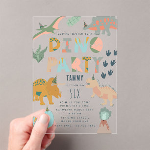 Dinosaurs Boho Dino Party Animals Birthday Acrylic Invitations