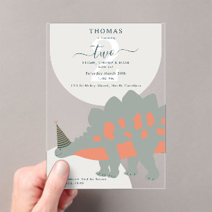 Dinosaurs Boho Prehistoric Party Animals Birthday Acrylic Invitations