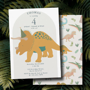 Dinosaurs Boho Prehistoric Party Animals Birthday Invitation