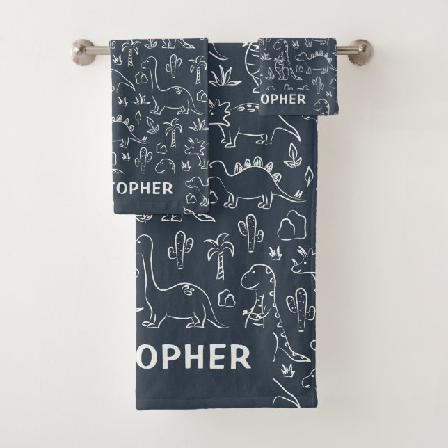 Dinosaurs Boy Name Dino Cute Jungle Dark Blue (En situation)